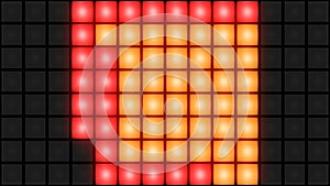 Colorful Disco nightclub dance floor wall glowing light grid background vj loop