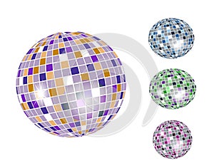 Colorful discoball icon set