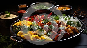 With colorful dishes of indian food.. Generative AI