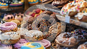 A colorful display of baked goods thoughtfully prepared with glutenfree vegan and lowsugar options to accommodate photo