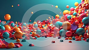 a colorful display of balls with one that says the one called the blue ball 3D Render Abstract Party