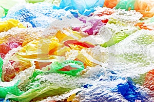 Colorful disposable plastic and rubbish bags