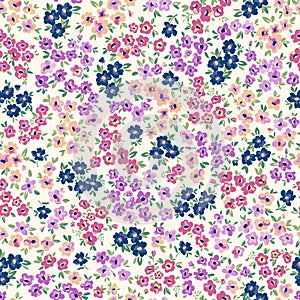 Colorful ditsy flowers. Hand drawn vector