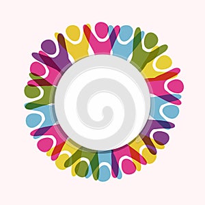 Colorful diverse people white circle background