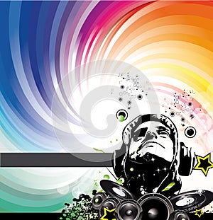 Colorful DJ Disco Flyer with Rainbow Colours