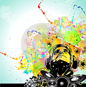 Colorful DJ Disco Flyer with Rainbow Colours