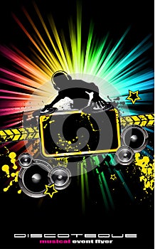 Colorful DJ Disco Flyer with Rainbow Colours