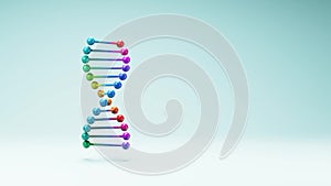 Colorful DNA Chain Spinning on Studio Blue Background