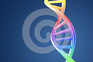 Colorful DNA helix on a blue background