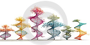 Colorful DNA Helix Structures Molecular Biology Visualization