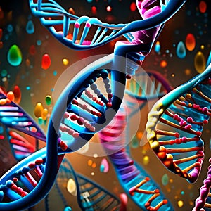 Colorful dna - ai generated image photo