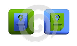 Colorful Document tracking marker system icon isolated on white background. Parcel tracking. Square button. 3D render