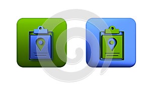 Colorful Document tracking marker system icon isolated on white background. Parcel tracking. Square button. 3D render