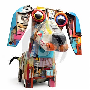 Colorful Dog Assemblage With Graffiti-inspired Details