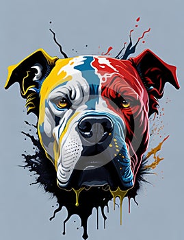 Colorful dog\'s serious expression conveyed a sense of focus and determination as if it had an important message