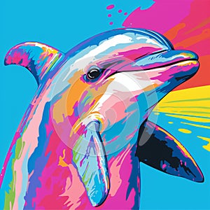 Colorful Dolphin In Vibrant Pop Art Style