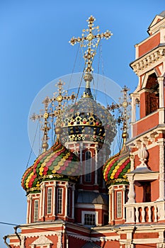 Colorful Domes of a Traditional Russian Orthodox Church