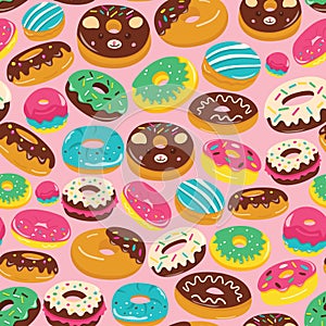 Colorful Donut Seamless Pattern Background