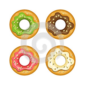 Colorful donut vector colored icon set