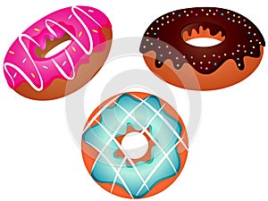 Colorful Donuts Set Vector Illustration