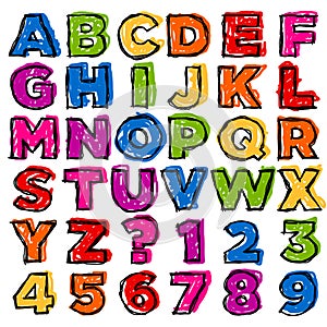 Colorful Doodle Alphabet and Numbers photo