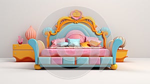 Colorful Doodle Bed With Zbrush Style - Detailed And Playful Design