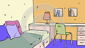 Colorful doodle cartoon interior backgound