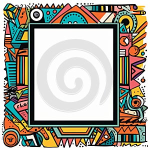 colorful doodle frame with a blank space for your text