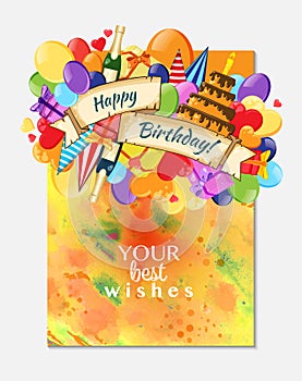 Colorful doodle hand drawn holiday poster template. Colorful vector artwork. Corporate identity design. Pattern with lots of