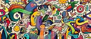 Colorful Doodle Pattern Background