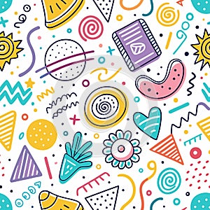 Colorful doodle pattern background design textile print
