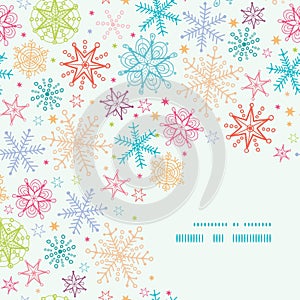 Colorful Doodle Snowflakes Corner Frame Seamless