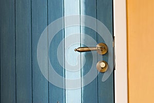 Colorful Door Knob of a wooden door photo