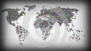 Colorful Dots forming world map - 3D Illustration