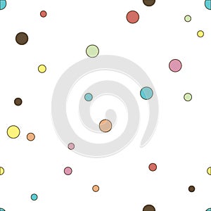 Colorful dotted seamless pattern. Polka Dot on white background Background. Vector illustration