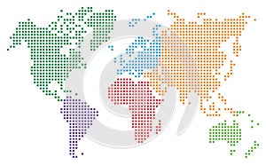 Colorful dotted world map vector