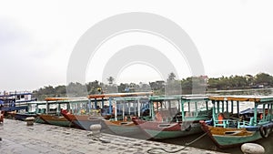 Dragon boats at the Perfume river in Hue Vietnam