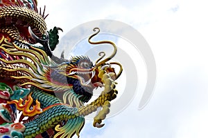 Colorful Dragon Decoration with blue sky background