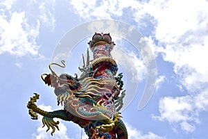 Colorful Dragon Decoration with blue sky background