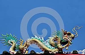 Colorful Dragon Decoration with blue sky background
