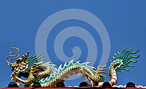 Colorful Dragon Decoration with blue sky background