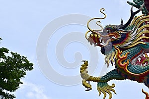 Colorful Dragon Decoration with blue sky background