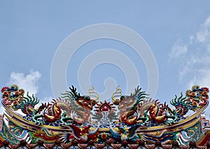 Colorful Dragon Decoration with blue sky background