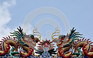 Colorful Dragon Decoration with blue sky background