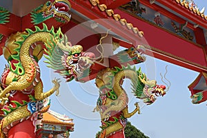 Colorful dragon statue at a Chinese temple