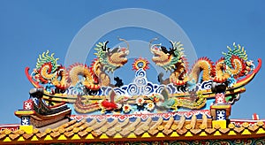 Colorful dragons at a Chinese shrine