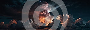 colorful dramatic clouds in night sky with full ai generated