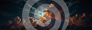 colorful dramatic clouds in night sky with full ai generated