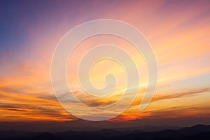 colorful dramatic sky with cloud at sunset