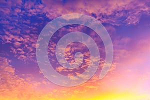 Colorful dramatic sky with cloud at sunset